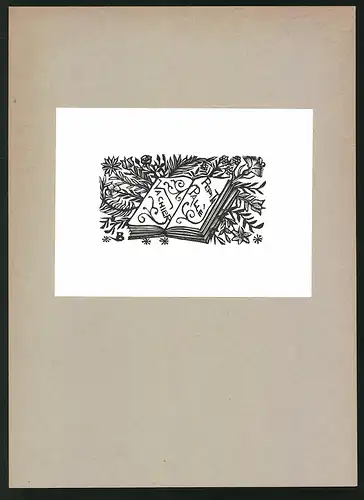 Exlibris Pept Palle, offenes Buch mit Schriftzug