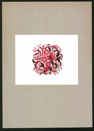 Exlibris Beck Petr, rote Blumen