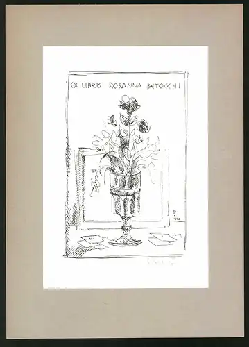 Exlibris Rosanna Betocchi, Blume steht in einer Vase