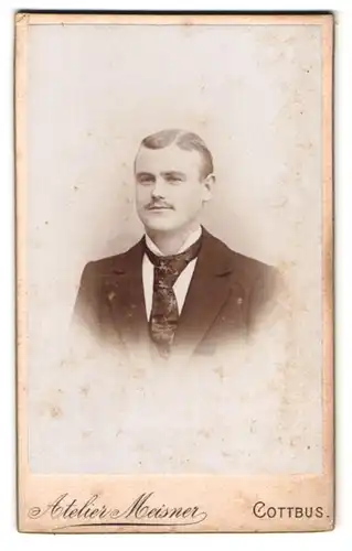 Fotografie M. Meisner, Cottbus, Schlosskirchplatz 4, Portrait bürgerlicher Herr mit Oberlippenbart