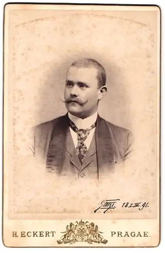 Fotografie H. Eckert, Prag, bürgerlicher Herr in Anzug und Krawatte