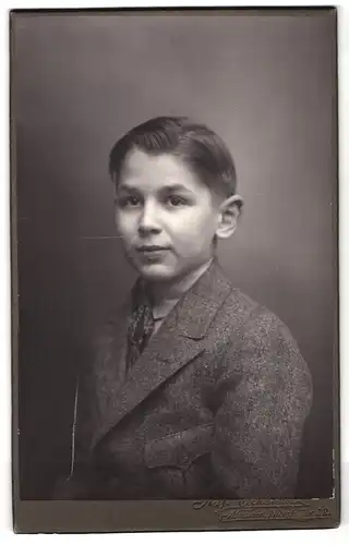 Fotografie Alf. Eckstein, Nauen, Mittelstrasse 22, Portrait junger Mann im Anzug mit Krawatte