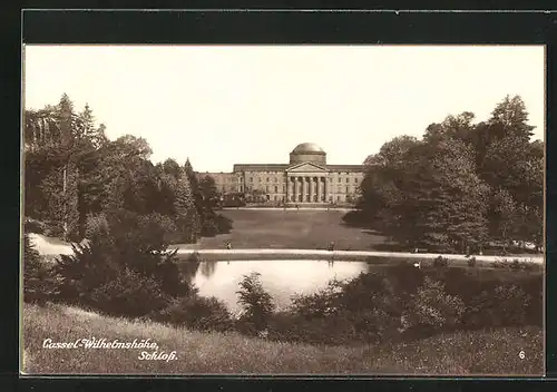 AK Kassel-Wilhelmshöhe, Schloss mit Teich