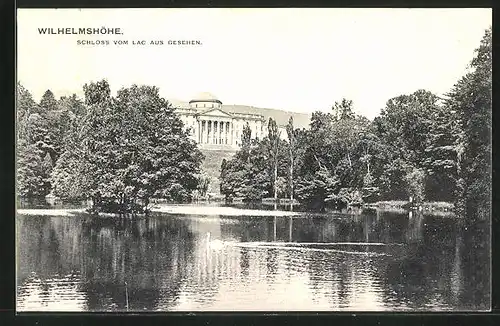 AK Kassel-Wilhelmshöhe, Schloss vom Lac aus gesehen