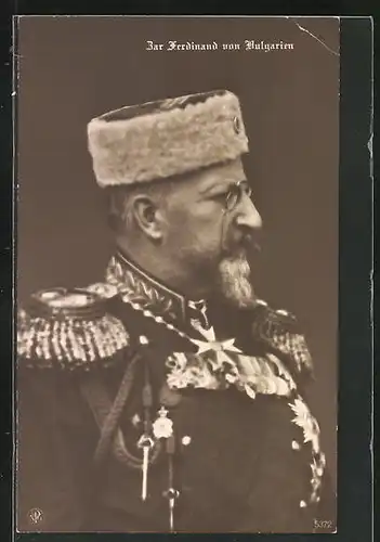 AK Zar Ferdinand von Bulgarien in Uniform mit Zwicker