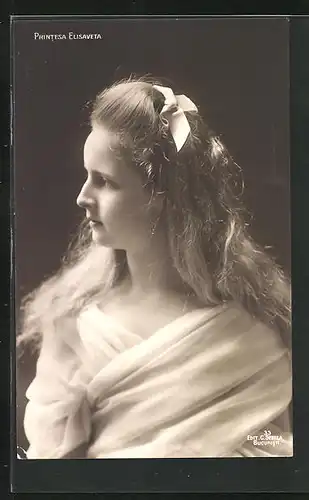 AK Prinzessin Elisaveta von Rumänien mit Schleife im Haar