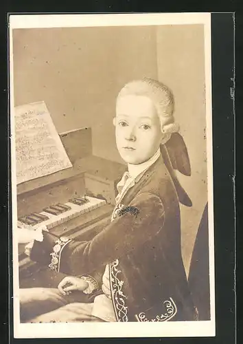 Künstler-AK Das Wunderkind W. A. Mozart am Klavier