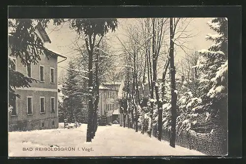 AK Bad Reiboldsgrün i. Vogtl., Ortspartie im Schnee