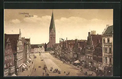 AK Lüneburg, Am Sande mit Geschäften & Kirche