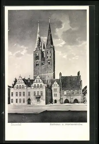 AK Stendal, Rathaus und Marienkirche
