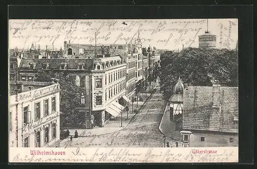 AK Wilhelmshaven, Gökerstrasse aus der Vogelschau