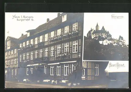 AK Wernigerode, Hotel Deutsches Haus, Burgstrasse 19, Fürstl. Schloss