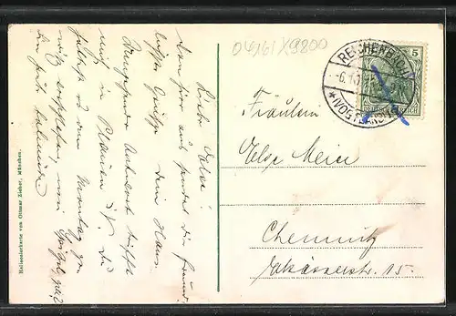 AK Reichenbach i. V., Burgstrasse, Albertplatz mit II. Bezirksschule, Am unteren Bahnhof