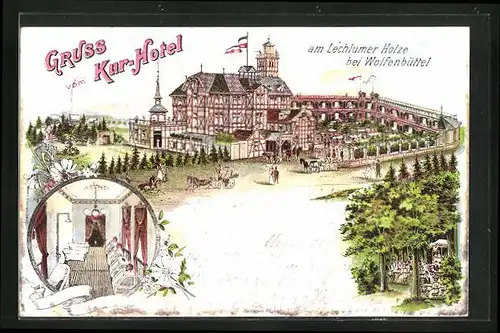 Lithographie Wolfenbüttel, Kur-Hotel am Lechlumer Holze