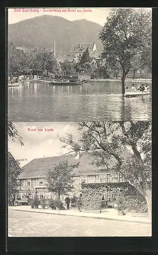 AK Bad Harzburg, Hotel zur Linde, Gondelteich