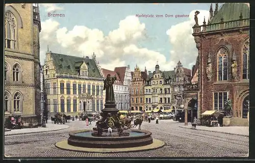 AK Bremen, Marktplatz vom Dom gesehen