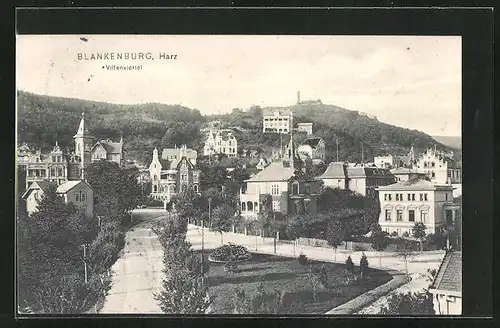 AK Blankenburg /Harz, Villenviertel mit Parkanlage