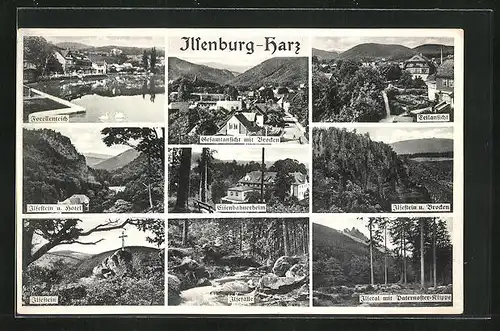 AK Ilsenburg /Harz, Ilsestein u. Hotel, Eisenbahnerheim