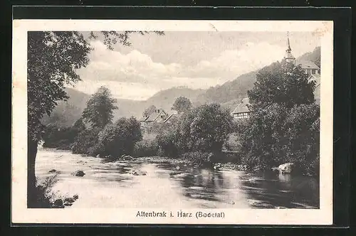 AK Altenbrak /Harz, Bodepartie mit Kirchturm