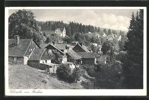 AK Schierke /Brocken, Ortspartie mit Wald