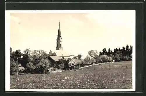 AK Irschenberg (Obb.), Ortsansicht mit Kirche