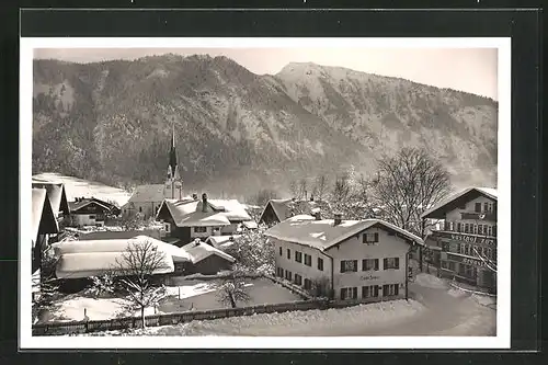 AK Bayrischzell, winterliche Ortsansicht aus der Vogelschau