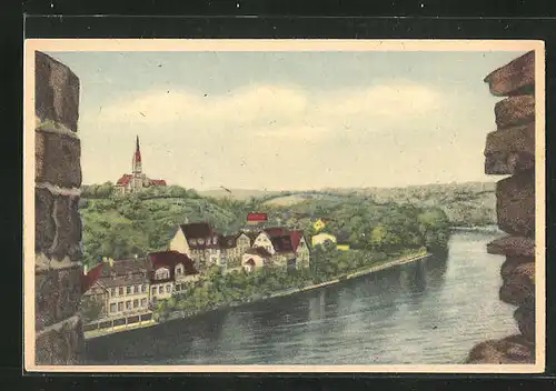 Künstler-AK Halle a.d. Saale, Blick über die Saale auf Cröllwitz