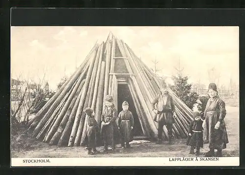 AK Stockholm, Lappläger a Skansen, schwedische Familie