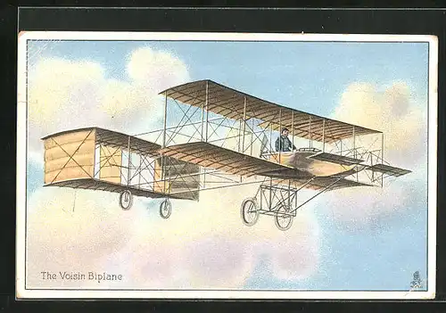 AK The Voisin Biplane, Flugzeug