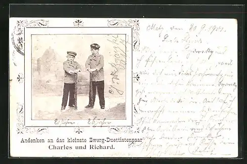 AK Das kleinste Zwerg-Duettistenpaar Charles und Richard, Liliputaner