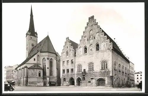 AK Wasserburg a. Inn, Ortspartie mit Kirche