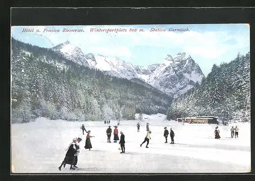 AK Garmisch, Hotel und Pension Riessersee, Wintersportplatz