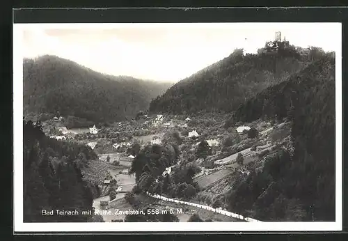 AK Bad Teinach, Ortsansicht mit Ruine Zavelstein