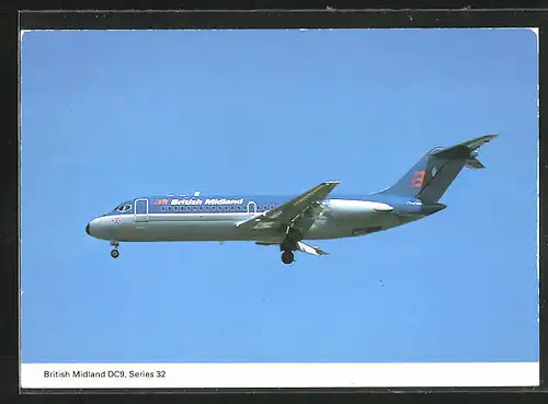 AK Flugzeug British Midland DC9, Series 32, am Himmel