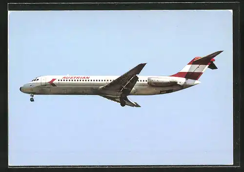 AK Flugzeug DC9 der Austrian Airlines am Himmel