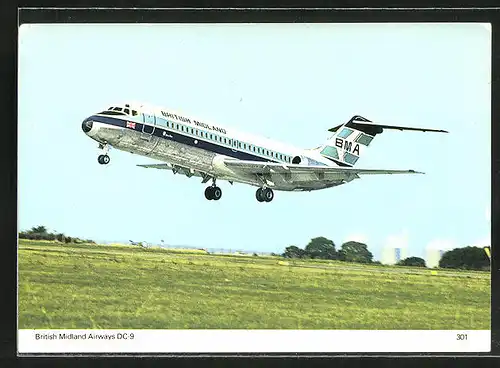 AK Flugzeug British Midland Airways DC-9 setzt zur Landung an