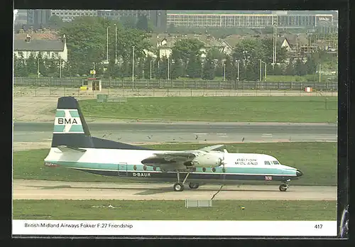 AK Flugzeug British Midland Airways Fokker F.27 Friendship nach der Landung