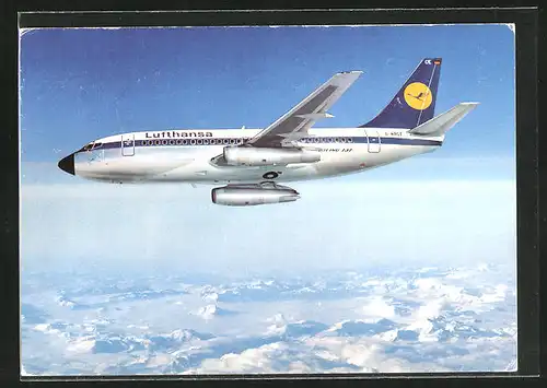AK Flugzeug Lufthansa B 737 City Jet über den Wolken