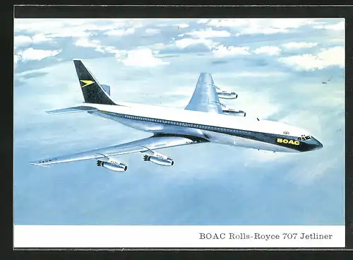 AK Flugzeug BOAC Rolls-Royce 707 Jetliner über den Wolken
