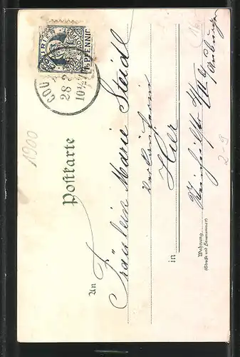 AK Postbote mit Brief und Horn, Private Stadtpost Courier