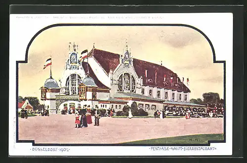 AK Düsseldorf, Ausstellung 1902, Festhalle-Haupt-Bierrestaurant