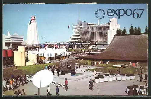 AK Montréal, Expo 67, View on Ile Notre-Dame, French Pavilion, Haiti and the British Pavilions, Ausstellung