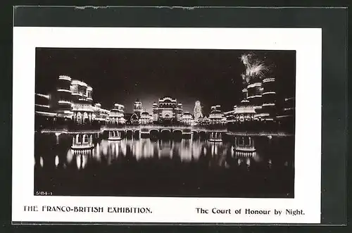 AK London, Franco-British Exhibition, The Court of Honour by Night, Ausstellung