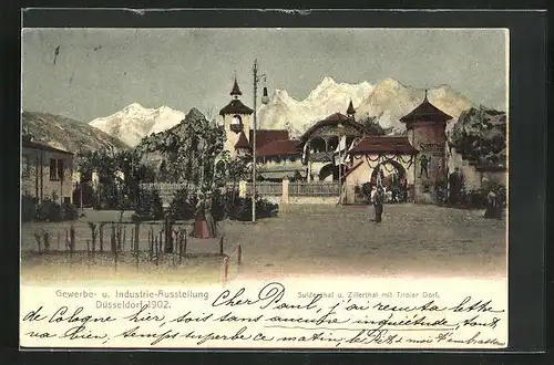 AK Düsseldorf, Gewerbe- und Industrie-Ausstellung 1902, Suldenthal und Zillerthal mit Tiroler Dorf