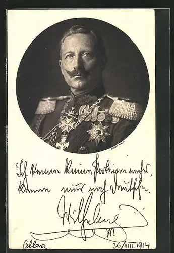 AK Ganzsache, Kaiser Wilhelm II., Orden an der Uniform des Kaisers