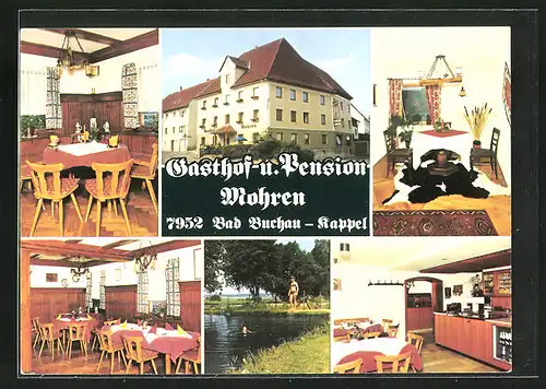 AK Bad Buchau, Hotel - Pension - Cafe Mohren, in der Gaststube, am Seeufer