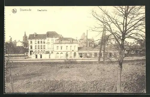 AK Dixmude, de Statie, Bahnhofansicht von den Feldern aus