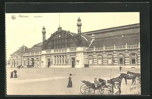 AK Malines, La Gare, vor dem Hauptbahnhof