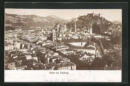 Foto-AK Fritz Gratl: Salzburg, Gesamtansicht mit Blick zum Schloss