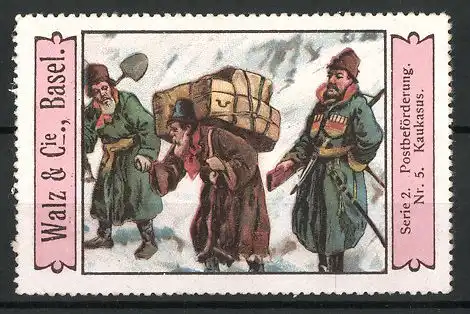 Reklamemarke Serie: Postbeförderung, Bild 5, Briefträger im Kaukasus